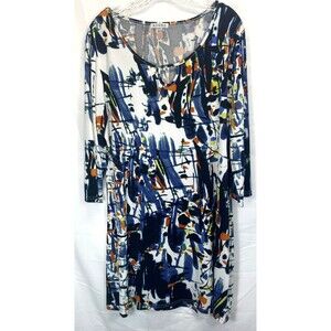 Adore Womens Size XL Multi Color Stretch Sheath Dress 3/4 Sleeves